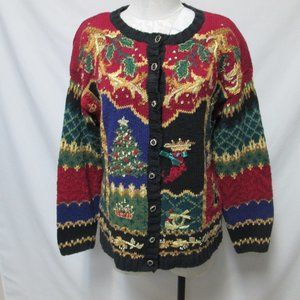 Heirloom Collectible Vintage Cardigan Sweater Embroidered Size Sz Medium Md M